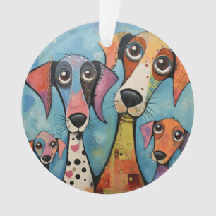 Bunter Hund Abstrakte Kunst Cartoon-Stil Ornament