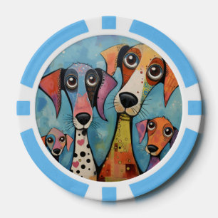 Bunter Hund Abstrakte Kunst Cartoon-Stil Pokerchips