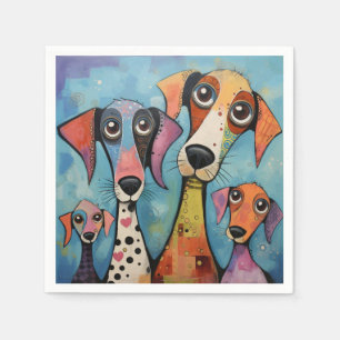 Bunter Hund Abstrakte Kunst Cartoon-Stil Serviette