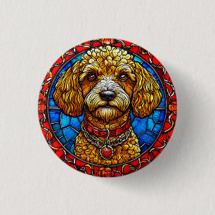 Bunter Hund in Buntglasporträt Button