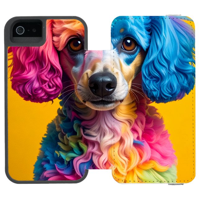 Bunter Hund Incipio iPhone Geldbeutel-Hülle (Folio Geöffnet)