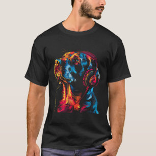 Bunter Hund mit Kopfhörern Musikthematisiertes Tie T-Shirt