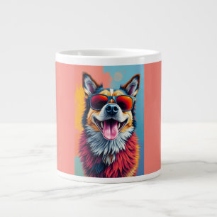 Bunter Hund mit Sonnenbrille Jumbo-Tasse
