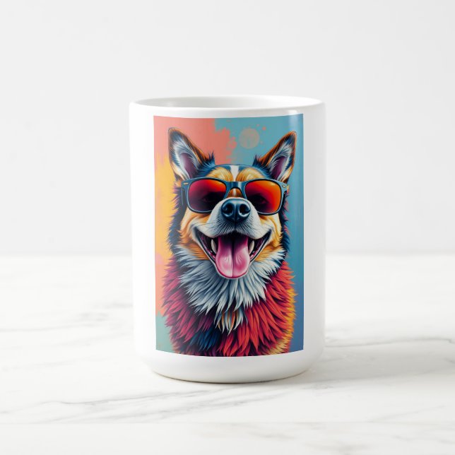 Bunter Hund mit Sonnenbrille Kaffeetasse (Mittel)