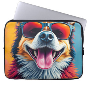 Bunter Hund mit Sonnenbrille Laptopschutzhülle