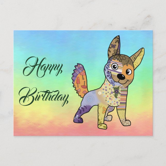 Bunter Hund Postkarte (Vorderseite)