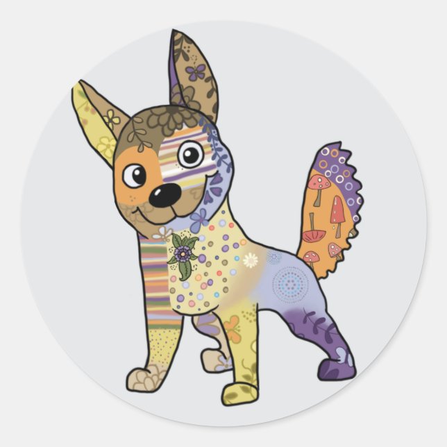 Bunter Hund Runder Aufkleber (Vorderseite)