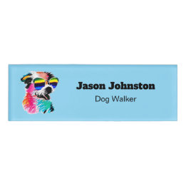 Bunter Hundeausführer Pet Professional Namenschild