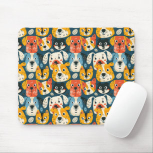 Bunter Hundemuster Mousepad