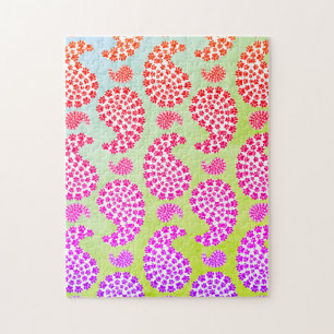 Bunter Hundpfotenabdruck Paisley im Vintage-Stil