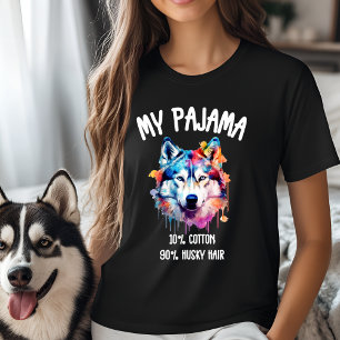 Bunter Husky-Pyjama Lustiger Hunde-Liebhaber T-Shirt