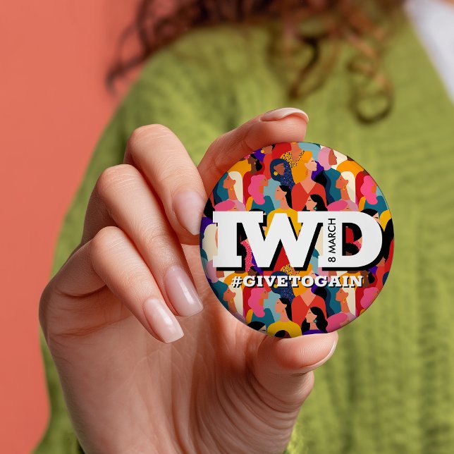 Bunter Internationaler Frauentag IWD Button (Colorful International Women's Day IWD Button)