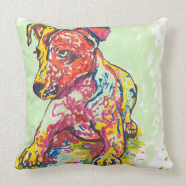 Bunter Jack-Russell-Terrier Kissen