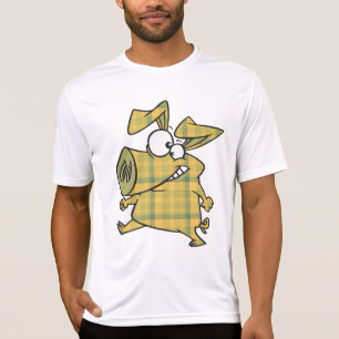 Bunter Karikatur-Schwein Lustiges Tartan-Farm-Tier T-Shirt