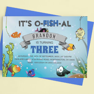 Bunter Kindergeburtstag Es ist O-FISH-AL Einladung