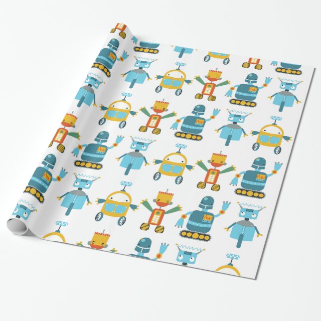 Bunter Kinderroboter Geschenkpapier (Ungerollt)