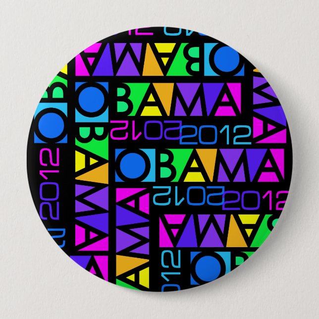 Bunter Knopf OBAMA 2012, enorm Button (Vorderseite)