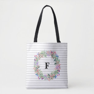 Bunter Kranz Stripes Monogramm Tasche