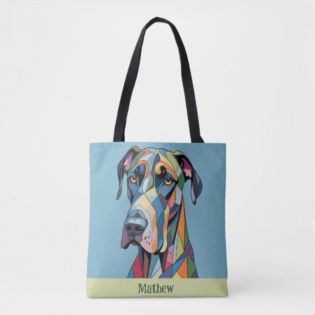Bunter Kubistischer Dogge  Tasche (Vorderseite)