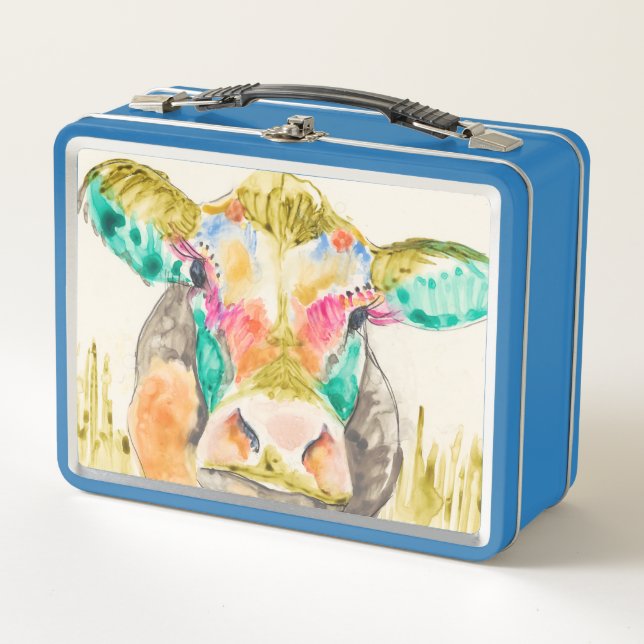 Bunter Kuh-Entwurf Metall Lunch Box (Vorderseite)