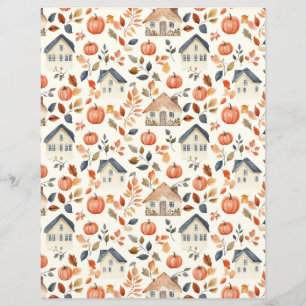 bunter Kürbis, Blätter Muster Scrapbook Papier