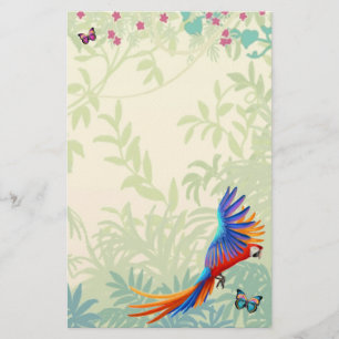 Bunter Macaw-Papagei im Regenwald-Briefpapier Briefpapier