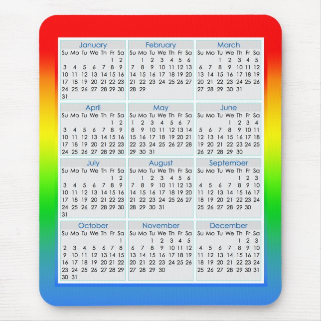 Bunter Maus-Auflage Kalender für 2016 Mousepad (Vorne)