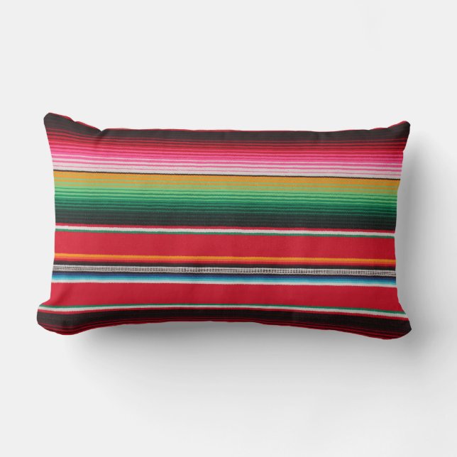 Bunter mexikanischer traditioneller Serape Druck Lendenkissen (Vorderseite)