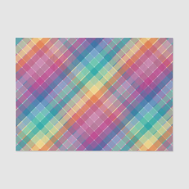 Bunter moderner Regenbogen-karierte Streifen Seidenpapier (Vorderseite)