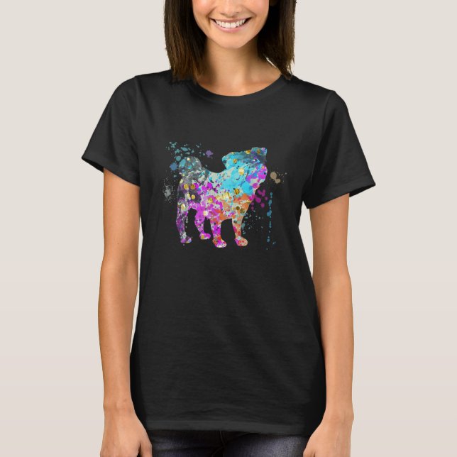 Bunter Mops Hund Möpse T-Shirt (Vorderseite)