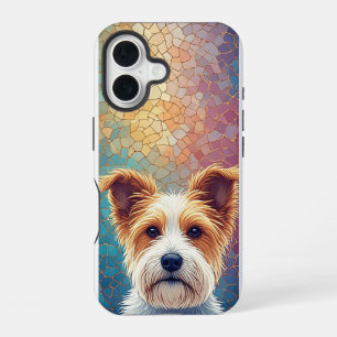 Bunter Mosaik Fluffiger Hund ✨ Weiß Süßes Haustier iPhone 16 Hülle