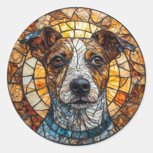 Bunter Mosaik-Jack-Russell-Terrier-Hund Runder Aufkleber