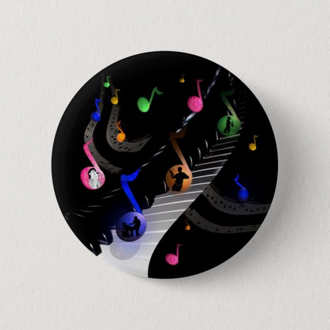 Bunter musikalischer Knopf rund Button (Vorderseite)