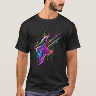 Bunter Musiker Bass E-Gitarre T-Shirt