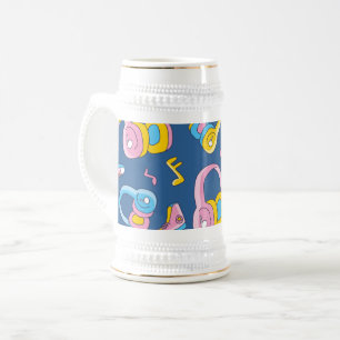 Bunter Musikmix in Rosa, Blau, Gelb Bierglas