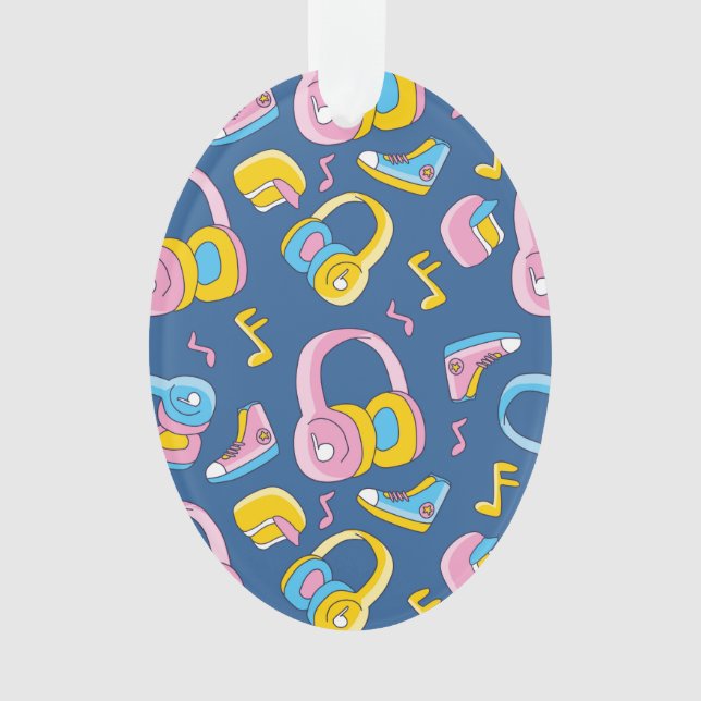 Bunter Musikmix in Rosa, Blau, Gelb Ornament (Vorderseite)