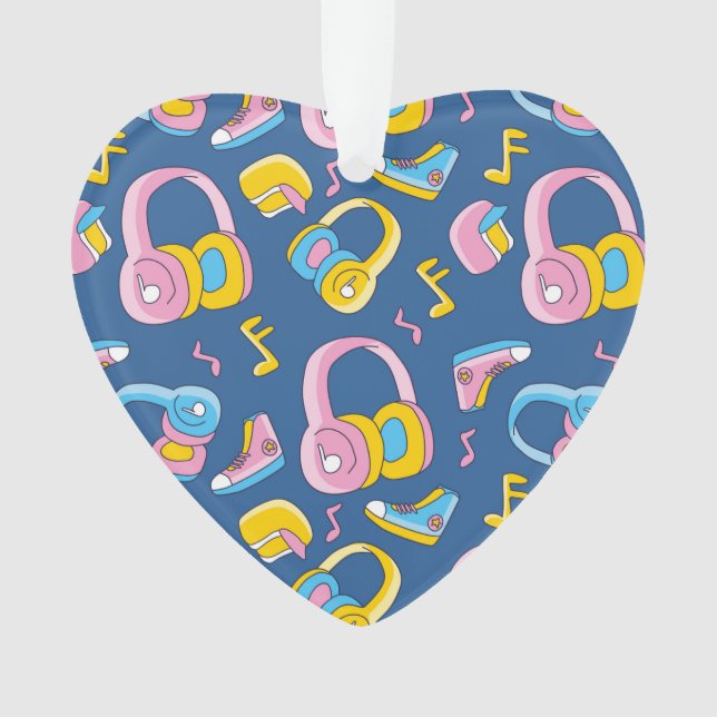 Bunter Musikmix in Rosa, Blau, Gelb Ornament (Vorderseite)