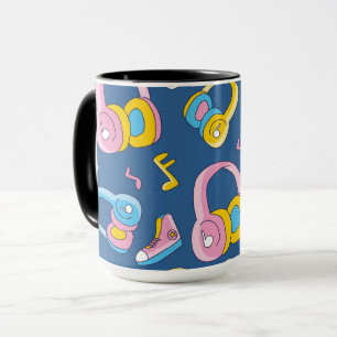 Bunter Musikmix in Rosa, Blau, Gelb Tasse