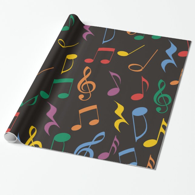 Bunter Musiknoten Geschenkpapier (Ungerollt)
