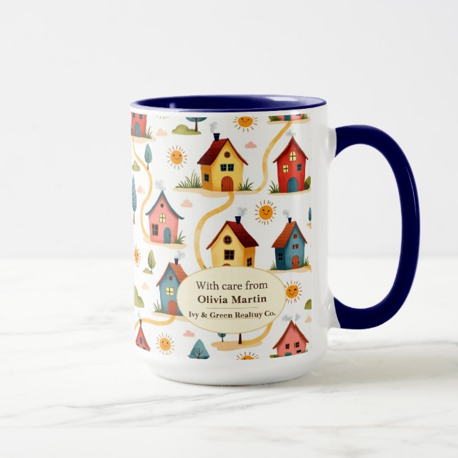 Bunter Nachbarschaftshäuser Makler Tasse (Rechts)