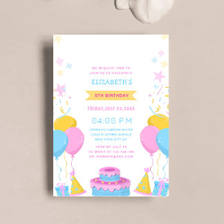 bunter niedlicher Geburtstag Einladung
