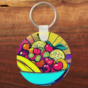 Bunter Obstschalen-Schlüsselanhänger Pop-Art-Ess Schlüsselanhänger