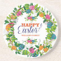 Bunter Osterkranz mit Eiern und Frühlingsblumen