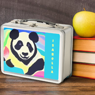 Bunter Panda-Hintergrund Metall Brotdose