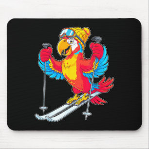 Bunter Papagei Skifahren Abenteuer Winter Spaß Mousepad