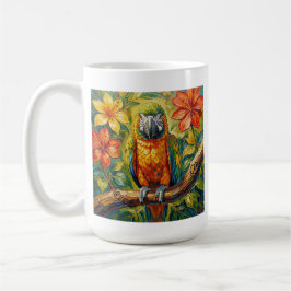Bunter Papagei und tropische Blume personalisiert Kaffeetasse
