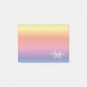 Bunter Pastellregenbogen färbt Monogramm Post-it Klebezettel