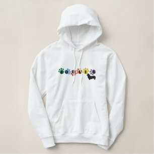 Bunter Pawprints Corgi Bestickter Hoodie