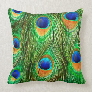 Bunter Pfau-Feder-Druck Kissen