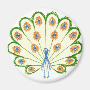 Bunter Pfau Magnet
